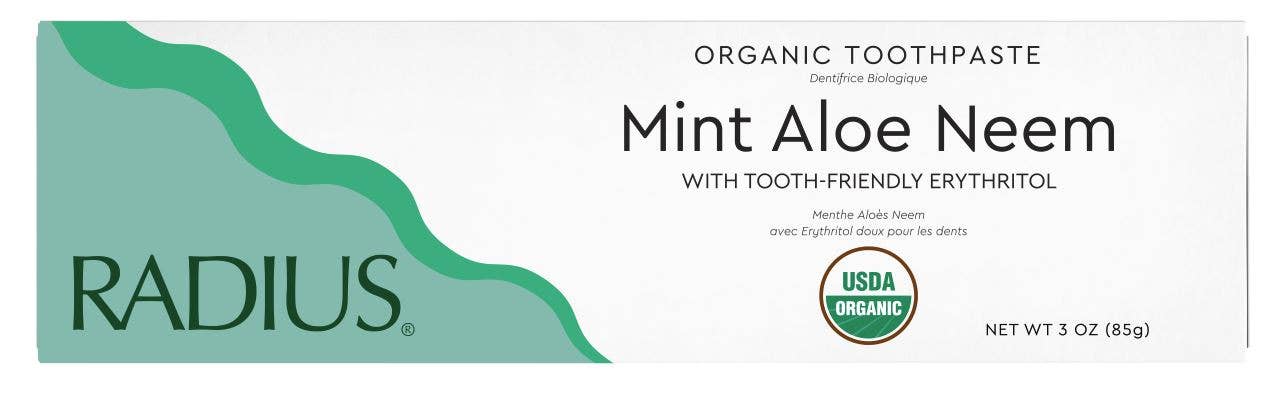 RADIUS - USDA Organic Mint Aloe Neem Toothpaste, 3oz