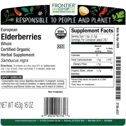 Frontier Co-op Elderberries, Whole, Organic