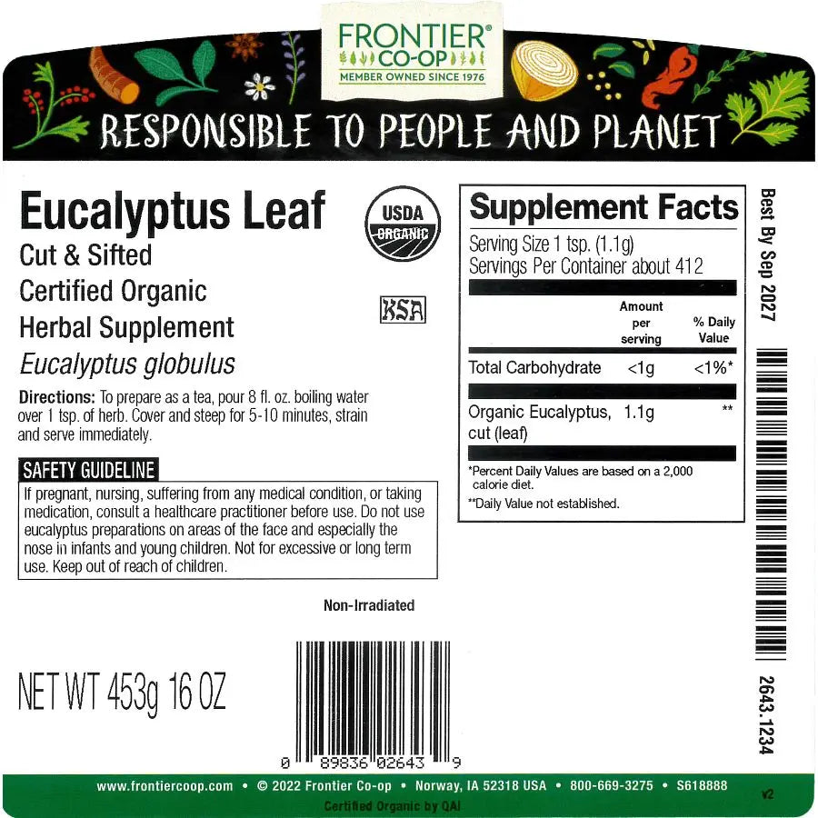Frontier Co-op Eucalyptus Leaf, Cut & Sifted, Organic
