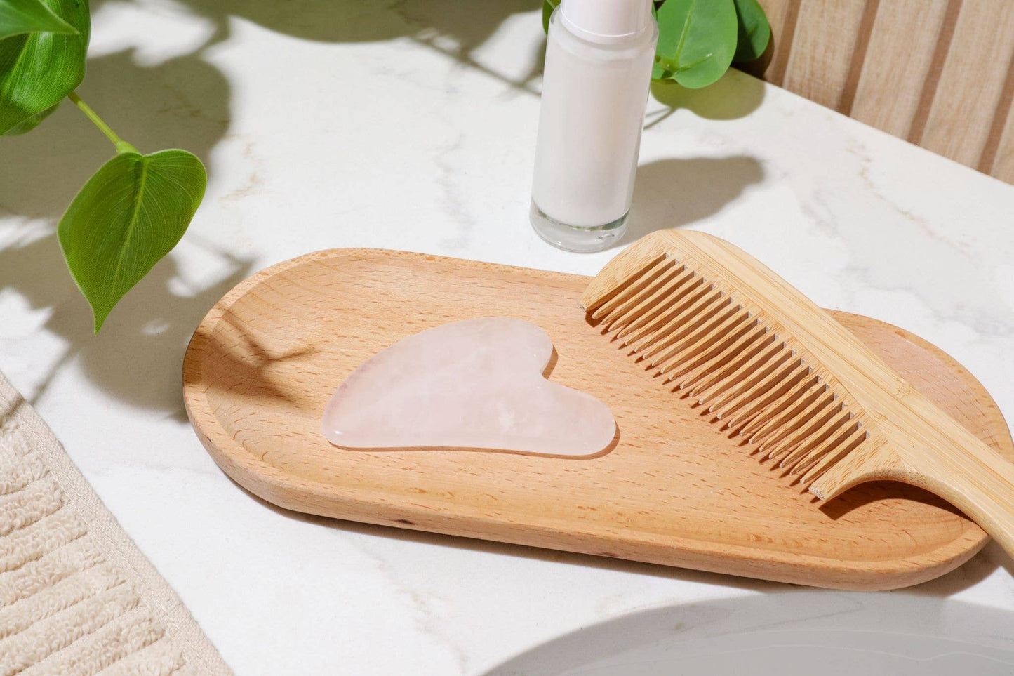 Bamboo Switch - Rose Quartz Gua Sha | Facial Stone | Earth Day Bestseller
