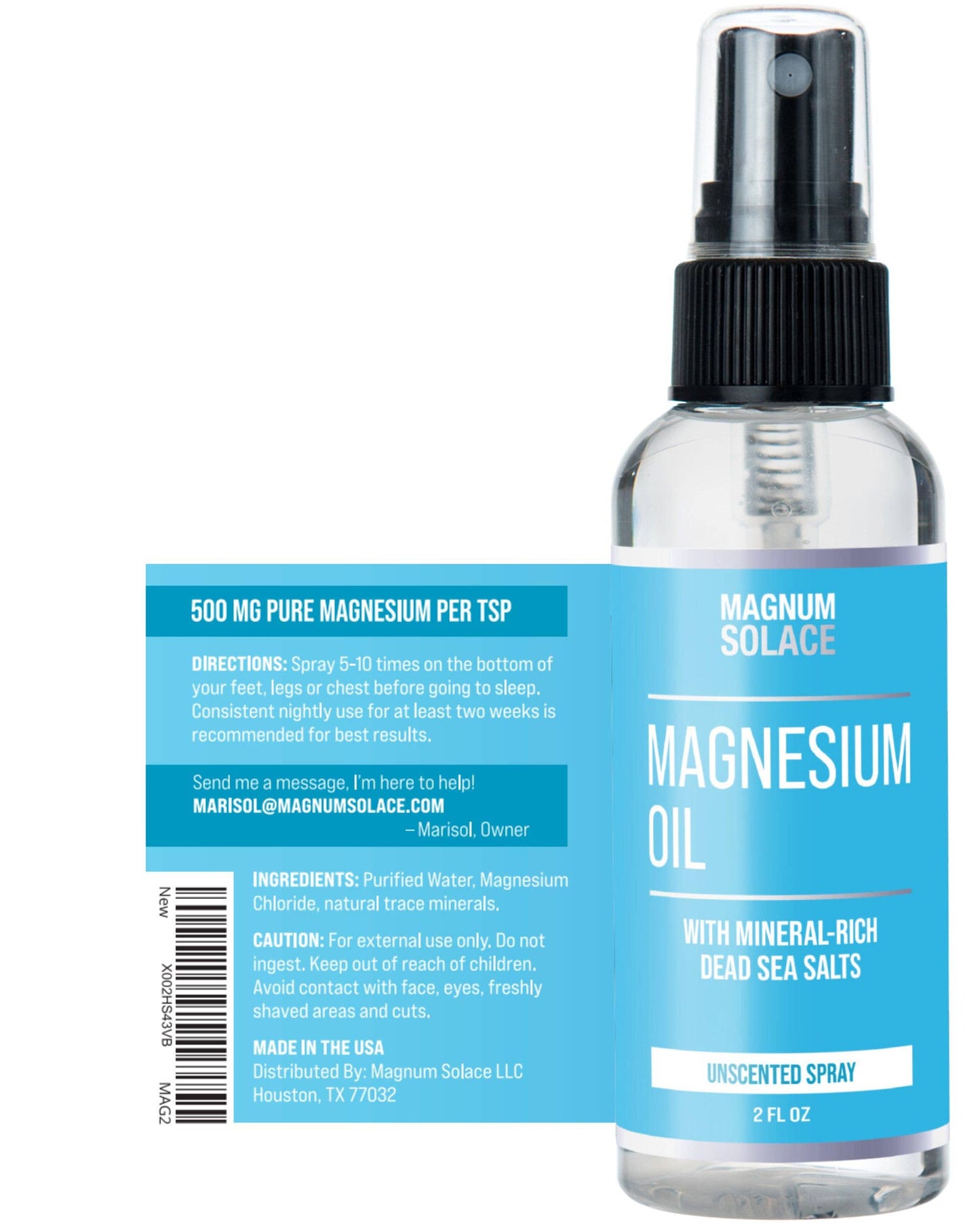 Magnum Solace - Magnesium Oil Spray for Restless Legs, Sleep, Muscle Relief: 64 oz Half Gallon