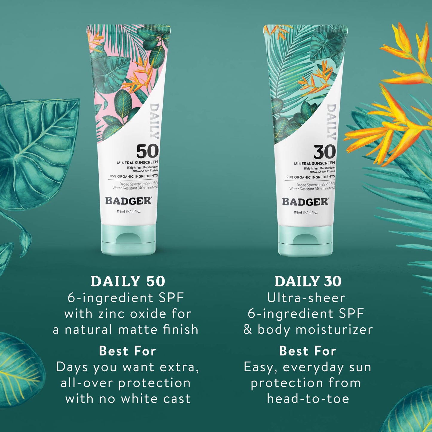 Badger - Badger Mineral Daily Sunscreen SPF 50, with Zinc Oxide