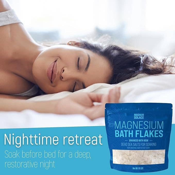 Magnum Solace - Magnesium Bath Flakes, Bath Soak/Foot Soak With MSM: 10LB