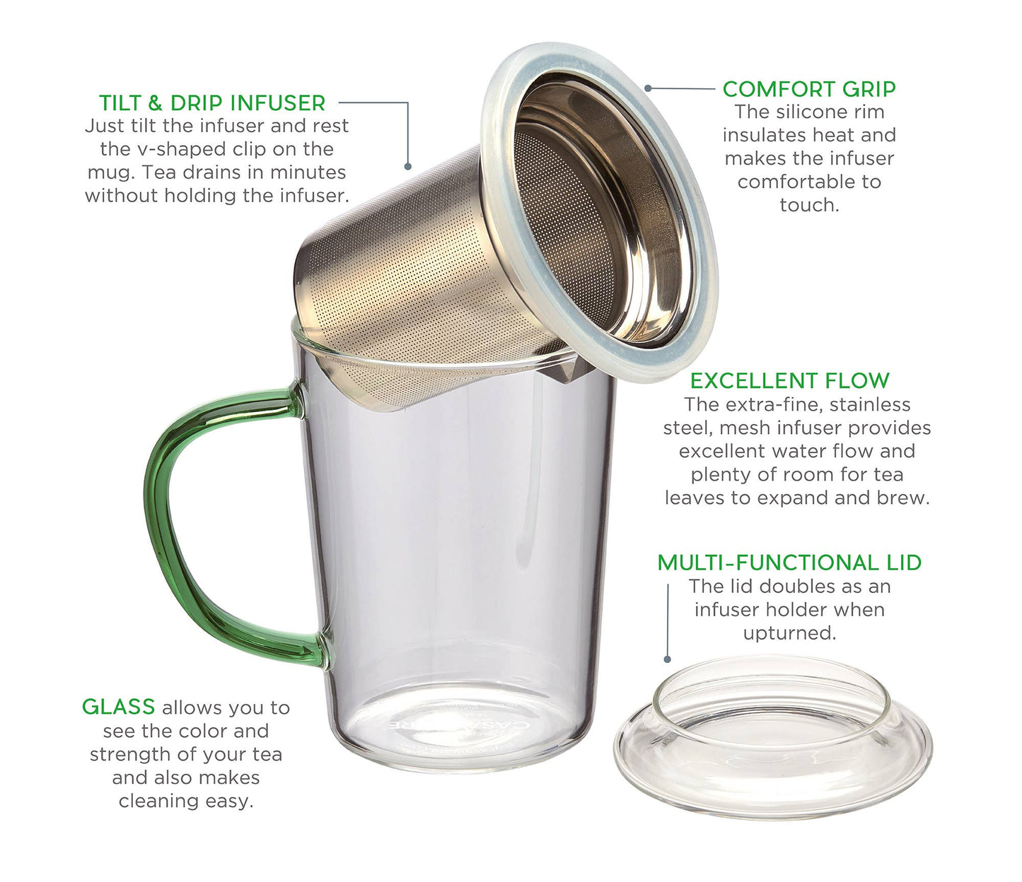 CasaWare - Glass Tea Infuser Mug