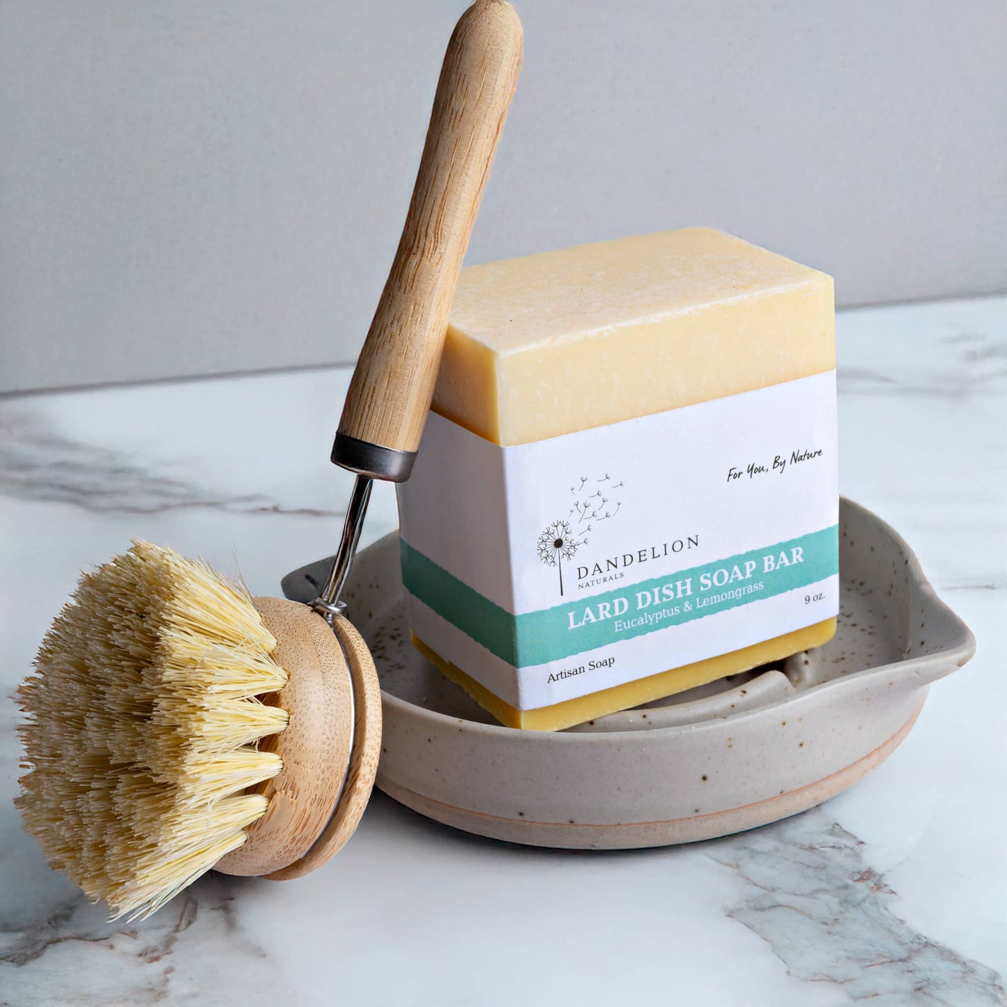 Dandelion Naturals - Lard Dish Soap Bar Eucalyptus & Lemongrass | Solid Dish Soap