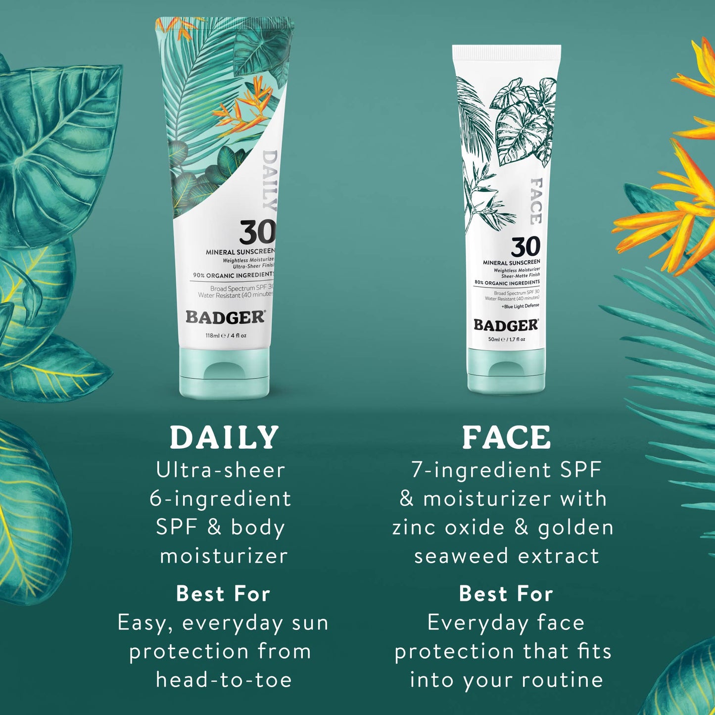 Badger - Badger Mineral Face Sunscreen SPF 30, with Zinc Oxide