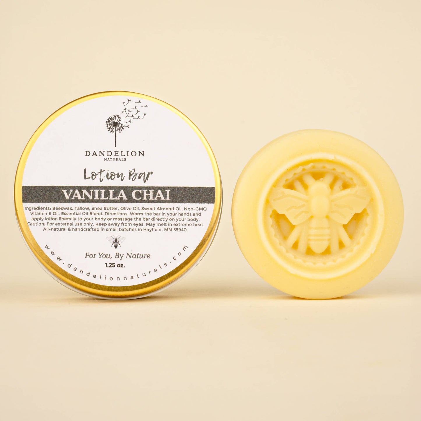 Dandelion Naturals - Vanilla Chai Tallow Lotion Bar | Solid Lotion Bar