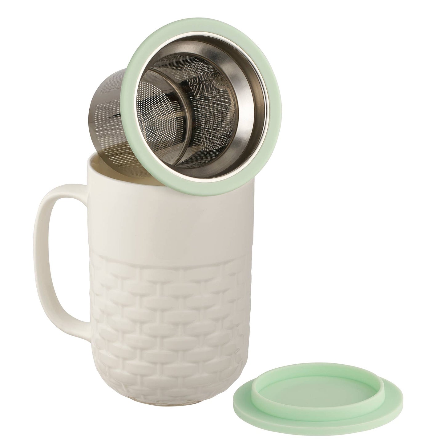 CasaWare - Weave 15oz Tea Infuser Mug White
