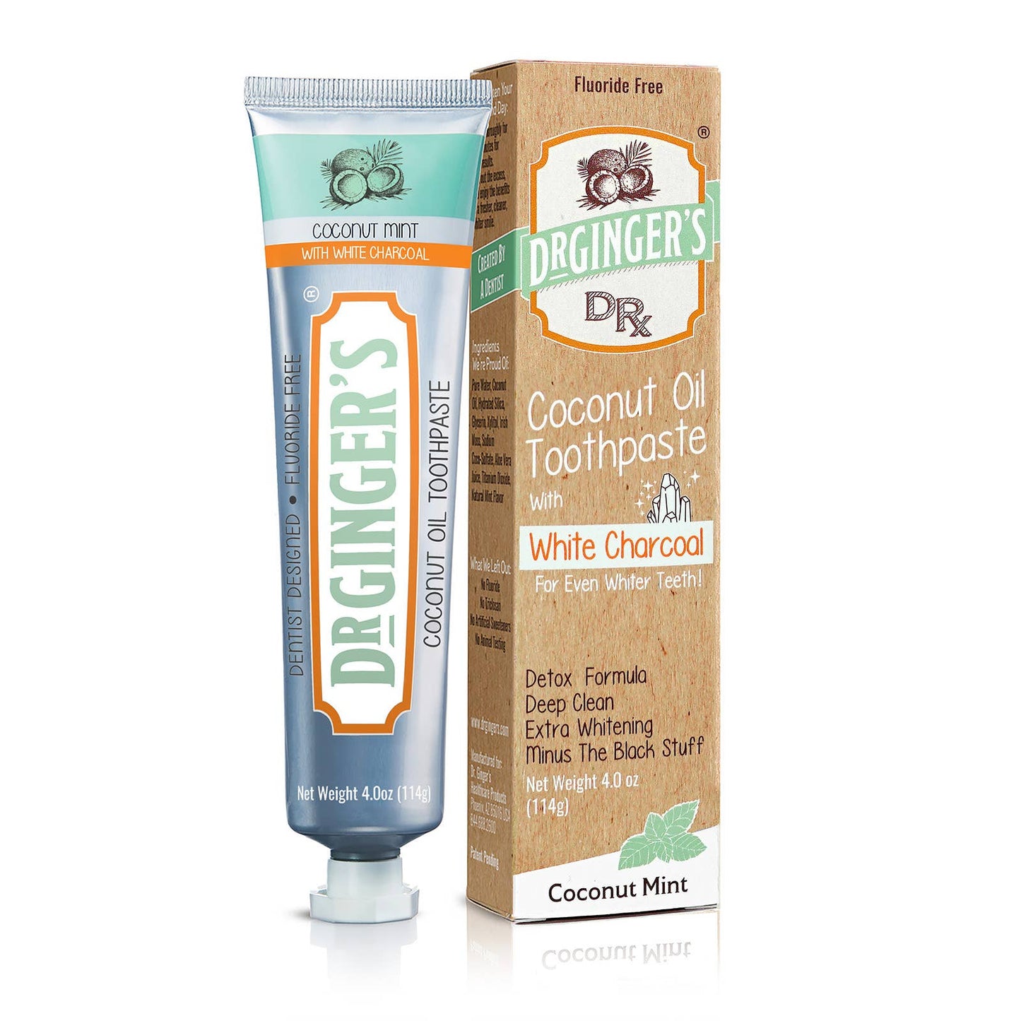 Dr. Gingers - Coconut Oil Toothpaste with White Charcoal | Teeth Whitening