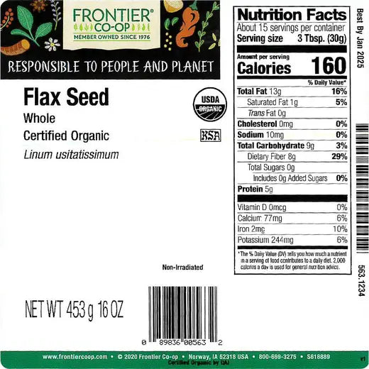 Frontier Co-op Flax Seed, Whole, Organic