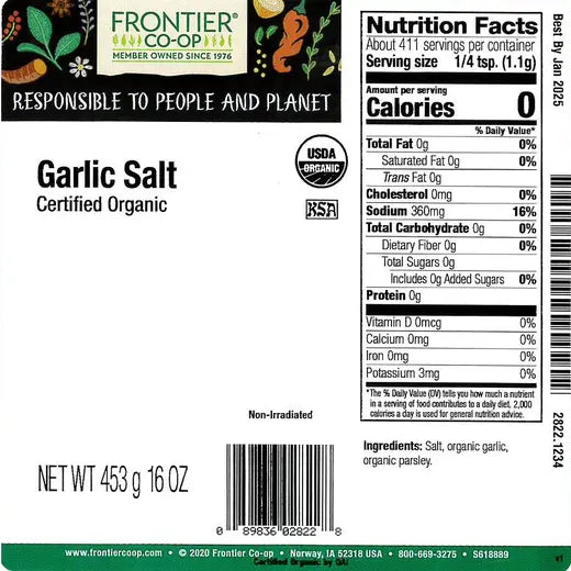 Frontier Co-op Garlic Salt, Organic