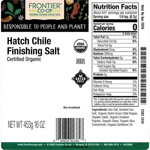 Frontier Co-op Hatch Chile Finishing Salt, Organic