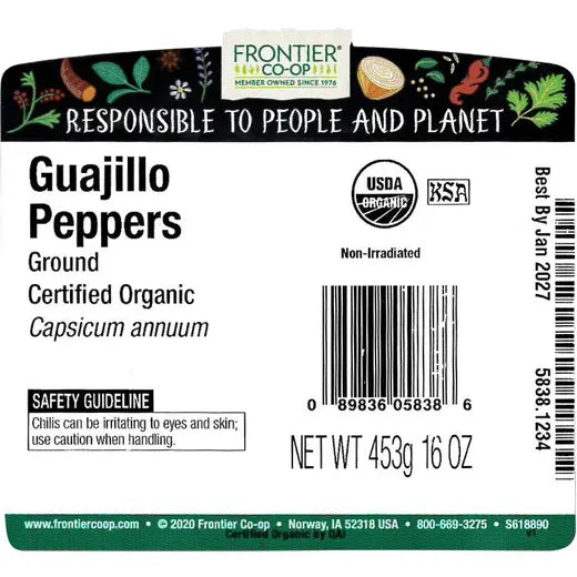 Frontier Co-op Guajillo Chili Peppers, Ground, Organic