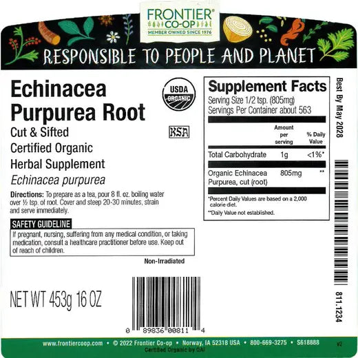 Frontier Co-op Echinacea Purpurea Root, Cut & Sifted, Organic