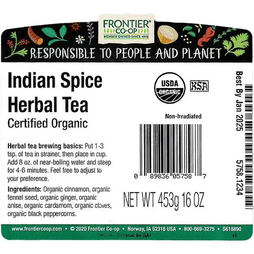 Frontier Co-op Indian Spice Herbal Tea, Organic