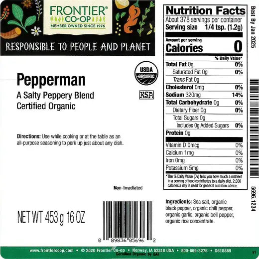 Frontier Co-op Pepperman Seasoning, Organic