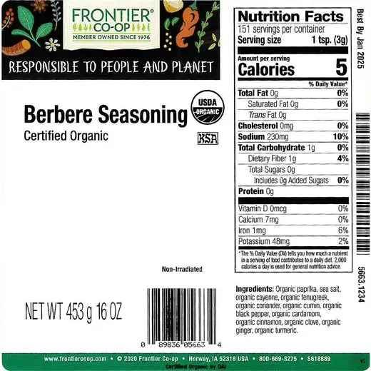frontier Co-op Berbere Seasoning, Organic