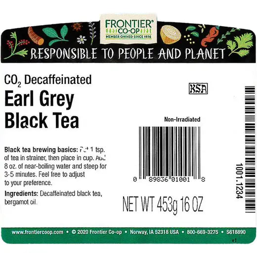 Frontier Co-op C02 Decaffeinated Earl Grey Tea