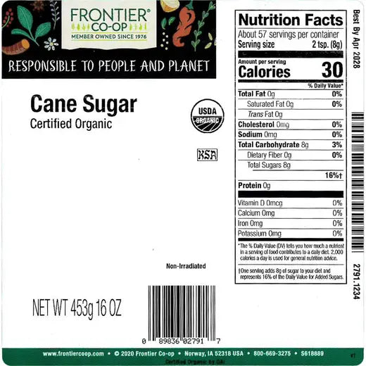 Frontier Co-op Cane Sugar, Organic