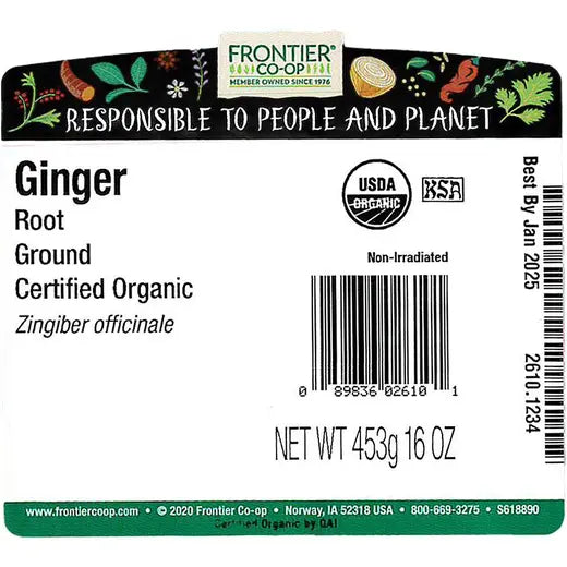 Frontier Co-op Ginger Root, Ground, Organic
