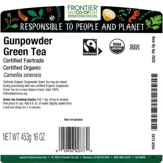 Frontier Co-op Gunpowder Green Tea, Organic, Fairtrade Certified
