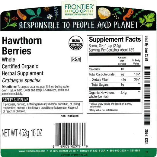 Frontier Co-op Hawthorn Berries, Whole, Organic