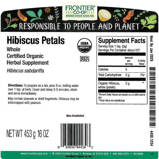 Frontier Co-op Hibiscus Petals, Whole, Organic