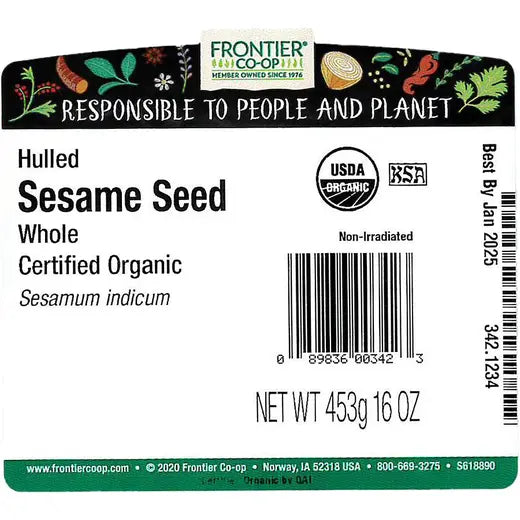 Frontier Co-op Hulled Sesame Seed, Whole, Organic