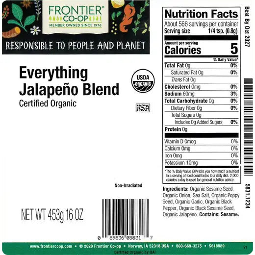 Frontier Co-op Everything Jalapeno Blend, Organic