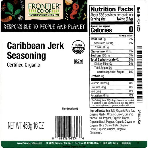 Frontier Co-op Caribbean Jerk Seasoning, Organic