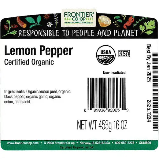 Frontier Co-op Lemon Pepper, Organic