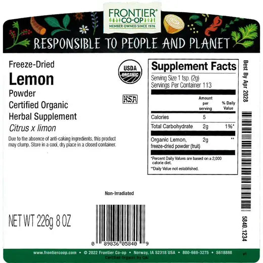 Frontier Co-op Freeze-Dried Lemon Powder, Organic
