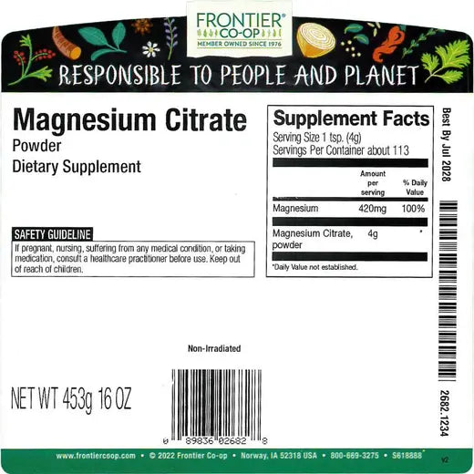 Frontier Co-op Magnesium Citrate Powder