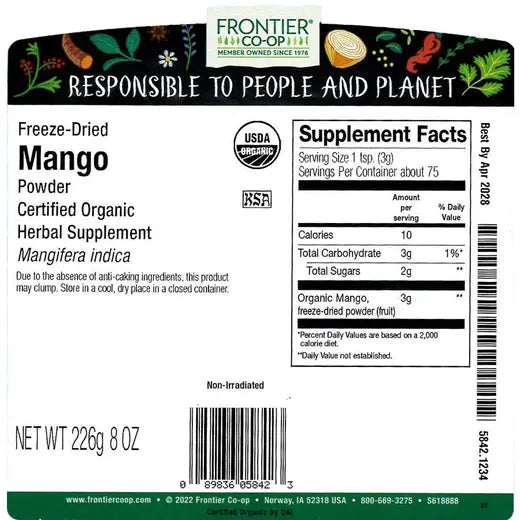 Frontier Co-op Freeze-Dried Mango Powder, Organic