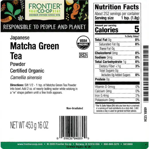 Frontier Co-op Japanese Matcha Green Tea Powder, Organic