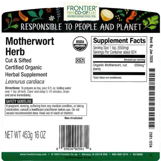 Frontier Co-op Motherwort Herb, Cut & Sifted, Organic