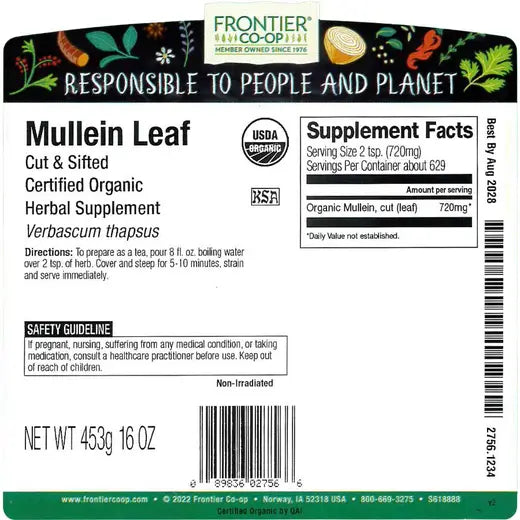 Frontier Co-op Mullein Leaf, Cut & Sifted, Organic