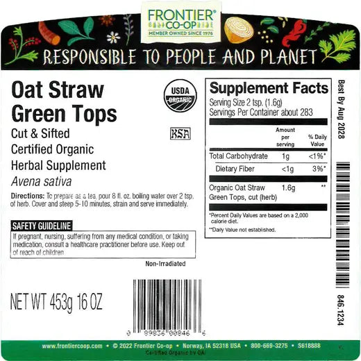 Frontier Co-op Oatstraw Green Tops, Cut & Sifted, Organic