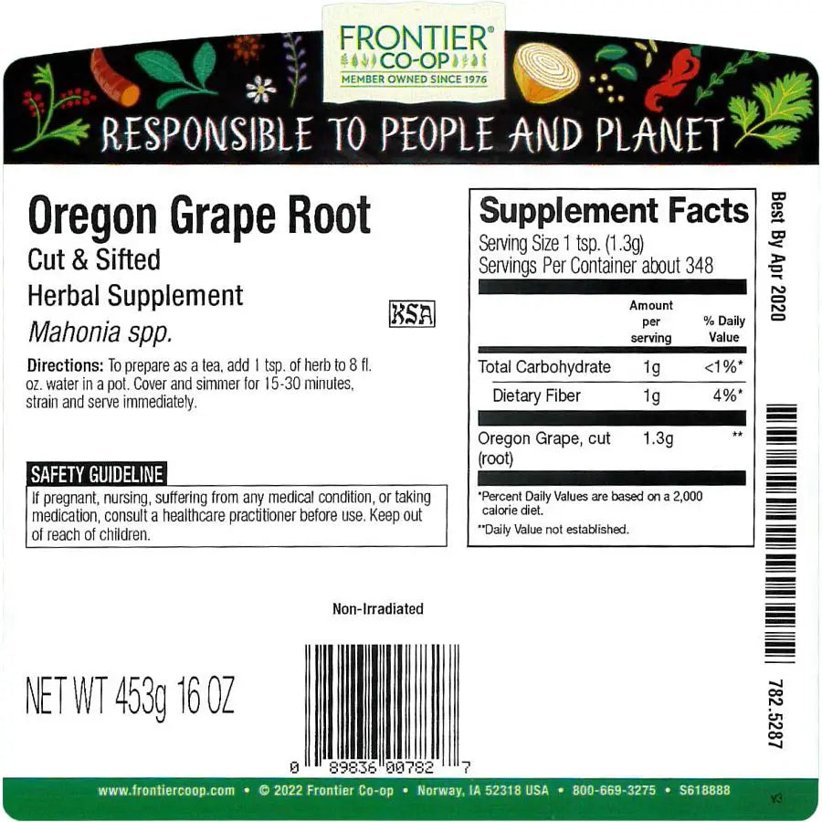 Frontier Co-op Oregon Grape Root, Cut & Sifted