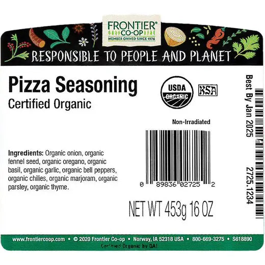 Frontier Co-op Pizza Seasoning, Organic