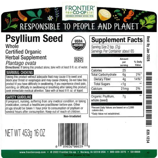 Frontier Co-op Psyllium Seed, Whole, Organic