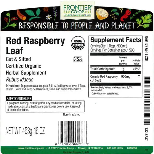 Frontier Co-op Red Raspberry Leaf, Cut & Sifted, Organic 1 lb