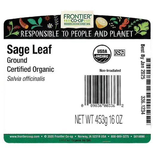 Frontier Co-op Sage Leaf, Ground, Organic