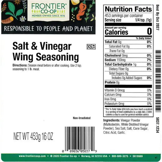 Frontier Co-op Salt & Vinegar Wing Seasoning