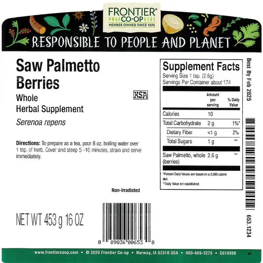 Frontier Co-op Saw Palmetto Berries, Whole