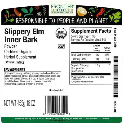 Frontier Co-op Slippery Elm Inner Bark Powder, Organic