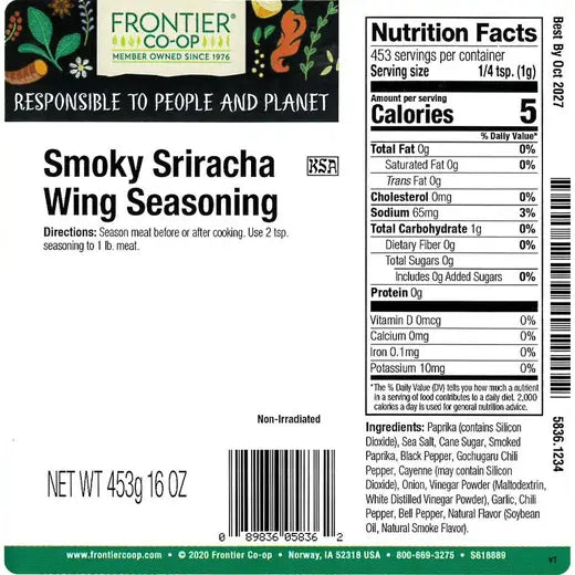 Frontier Co-op Smoky Sriracha Wing Seasoning