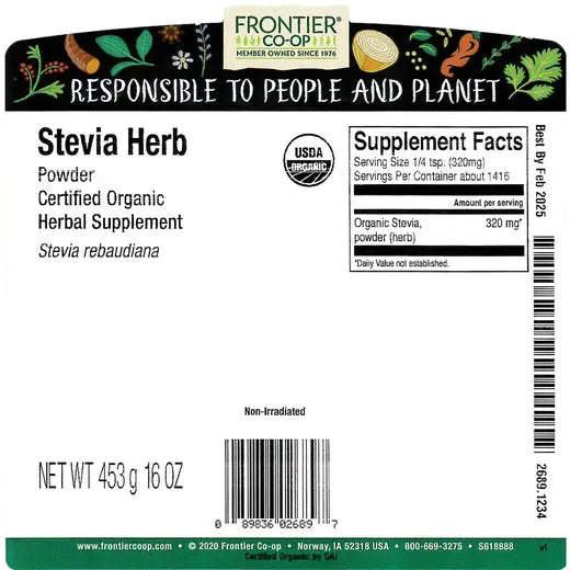Frontier Co-op Green Stevia Herb Powder, Organic