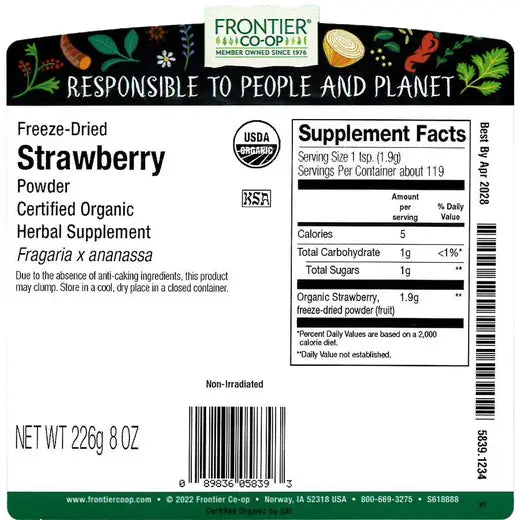 Frontier Co-op Freeze-Dried Strawberry Powder, Organic