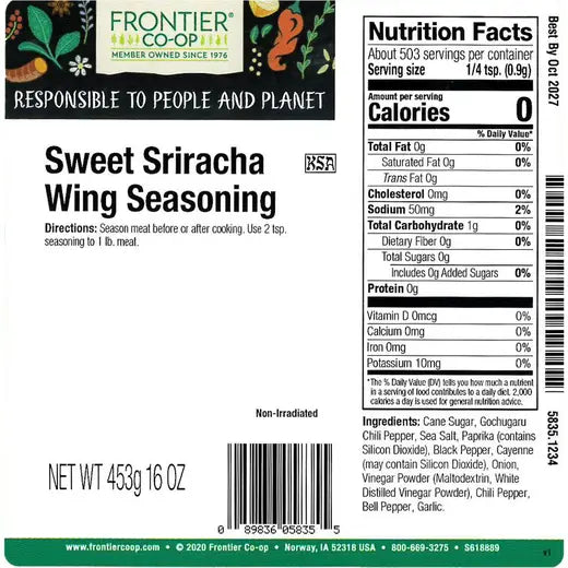 Frontier Co-op Sweet Sriracha Wing Seasoning
